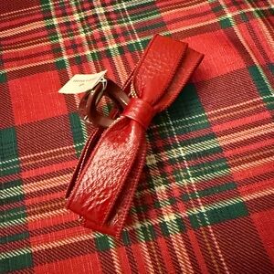 GORGEOUS NWT Red Leather Bow claw hair clip